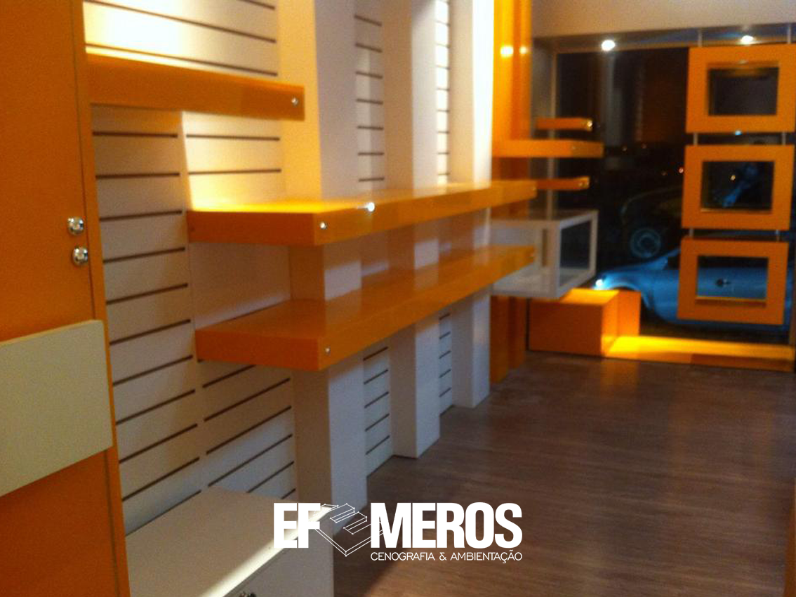 Ambientação, Arquitetura, Mobiliario loja, Fachada ACM, Sinalização