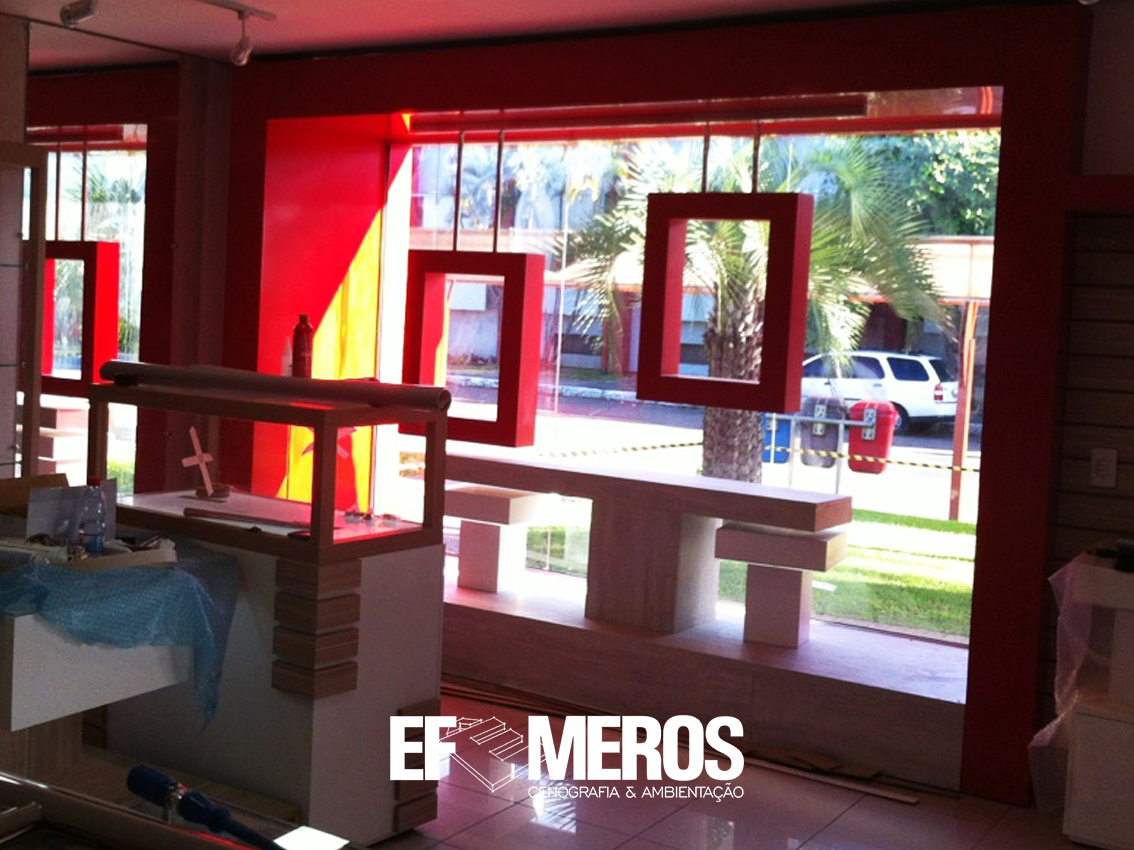 Ambientação, Arquitetura, Mobiliario loja, Fachada ACM, Sinalização