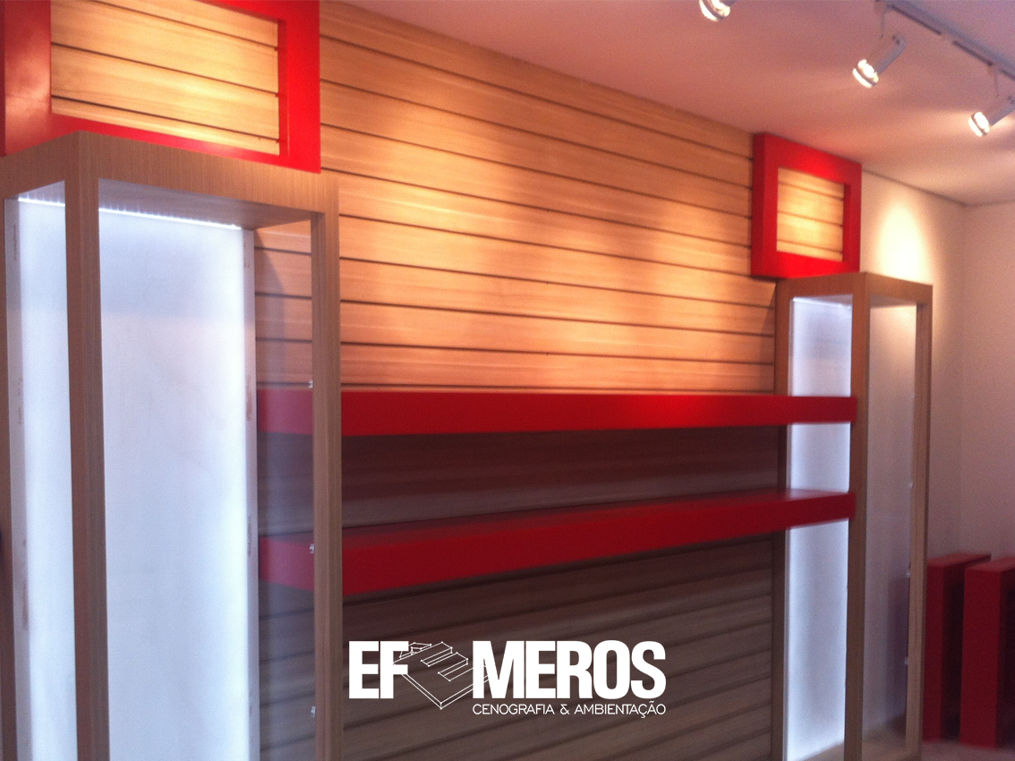 Ambientação, Arquitetura, Mobiliario loja, Fachada ACM, Sinalização